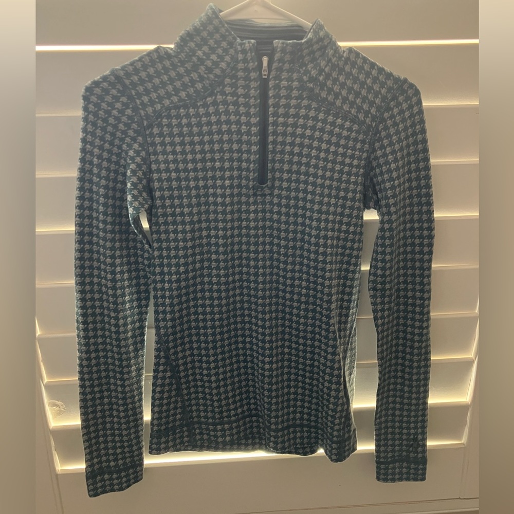 Smartwool green houndstooth half zip